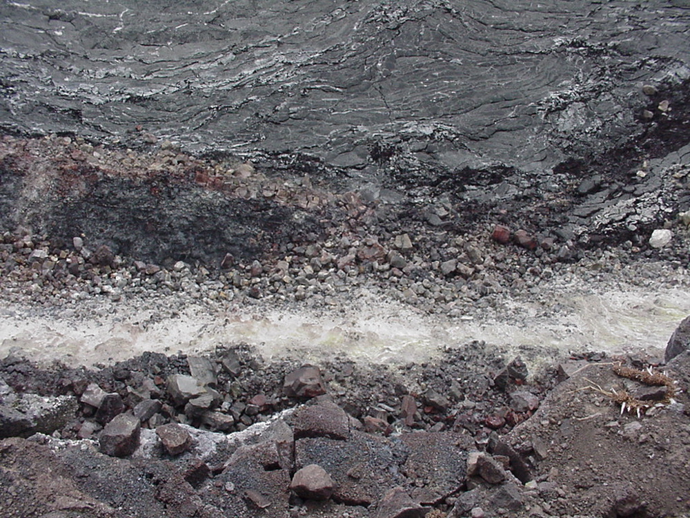 looking down into volcano