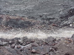 looking down into volcano